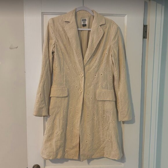 Anna Sui Ivory Eyelet Jacket M - Picture 1 of 4